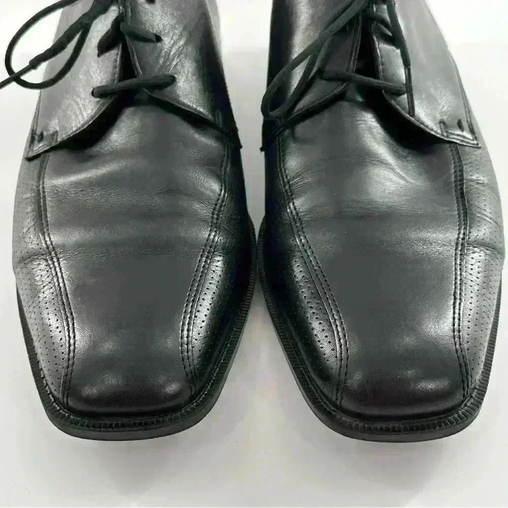 Ecco mens oxfords size 43 9.5 black leather bicycle toe Orthopedic comfort
